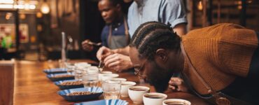 Classificação sensorial do café sendo feita
