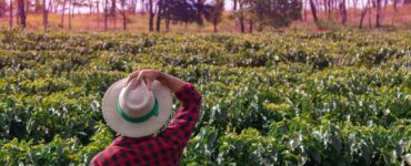 Produtor rural segurando o chapéu